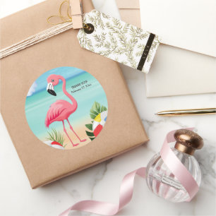 Summer Beach Pink Flamingo Baby Dusche Runder Aufkleber