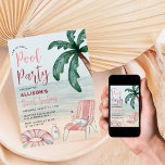 Summer Beach Pool Party 16 . Geburtstag Einladung<br><div class="desc">Mit diesem coolen und schicken Party mit sommerlichen Wasserfarben-Elementen und der Strandfront lädt Ihre Tochter zum sechzehnten Geburtstag ein.</div>
