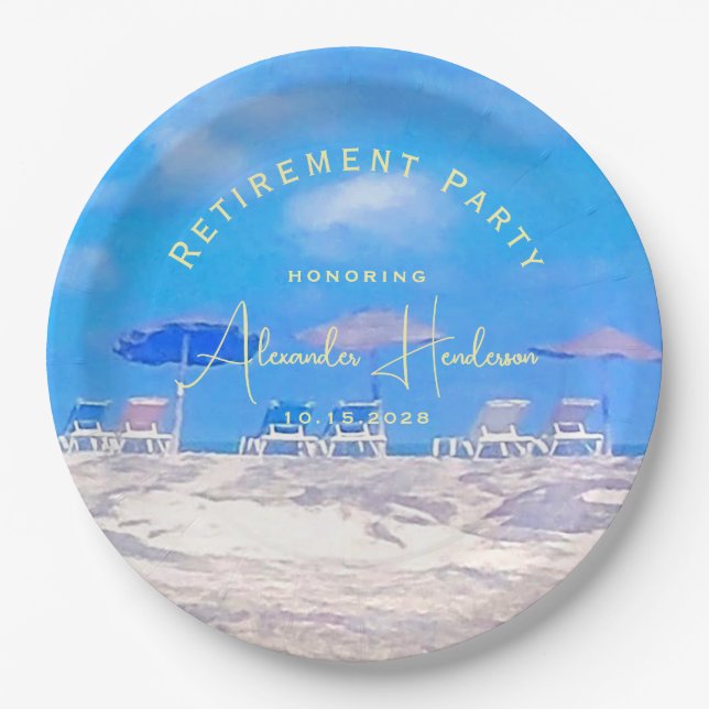 Summer Beach Retirement Party Pappteller (Vorderseite)