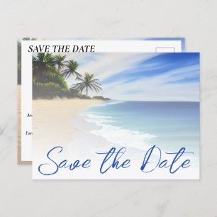 Summer Beach Sand Palm Tree Hochzeit retten das Da Postkarte