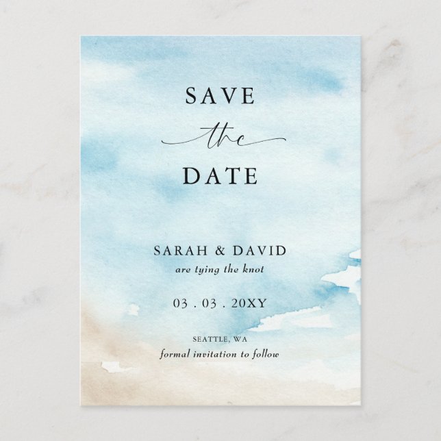 Summer Beach Save the Date Ankündigungspostkarte (Vorderseite)