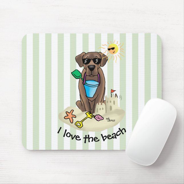 Summer Beach Schokolade Labrador Hund Labrador Ret Mousepad (Mit Mouse)