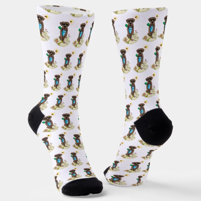 Summer Beach Schokolade Labrador Hund Labrador Ret Socken (Gewinkelt)