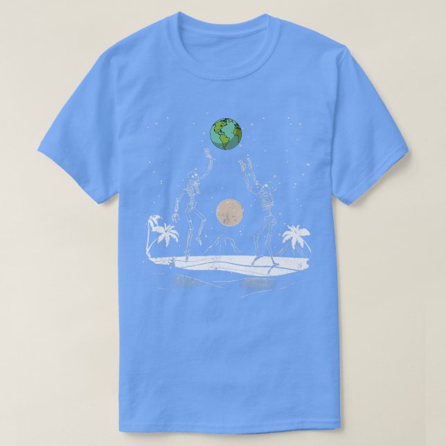 Summer Beach Skeletons Volleyball Earth Space Cosm T-Shirt (Design vorne)