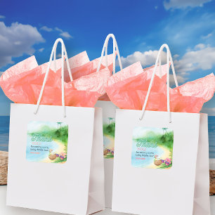 Summer Beach Sonnenbrille und Mocktail Danke Quadratischer Aufkleber