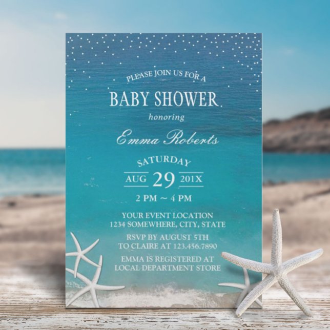 Summer Beach Starfish Luau Babydusche Einladung (Von Creator hochgeladen)