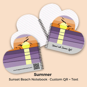 Summer Beach Sunset Event Custom Tagline QR Code Notizbuch
