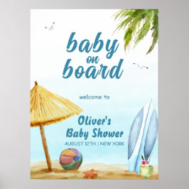 Summer Beach Surfboard Baby Dusche Willkommen Poster