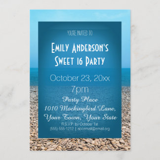Summer Beach Thema Blue Sweet 16 Geburtstag Einladung