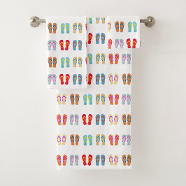 Summer Beach Thema Sandals Muster Flip Flops Badhandtuch Set