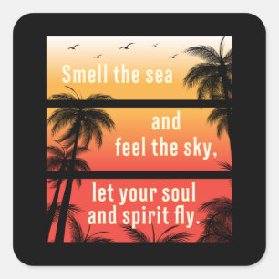Summer Beach Vacacation Surf Cooles Meer Sonnensch Quadratischer Aufkleber
