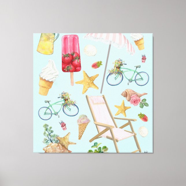 Summer Beach Vibes auf Blue Leinwanddruck (Vorderseite)