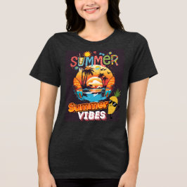 Summer Beach Vibes T-Shirt – Retro Tropical Vibe Tri-Blend Shirt