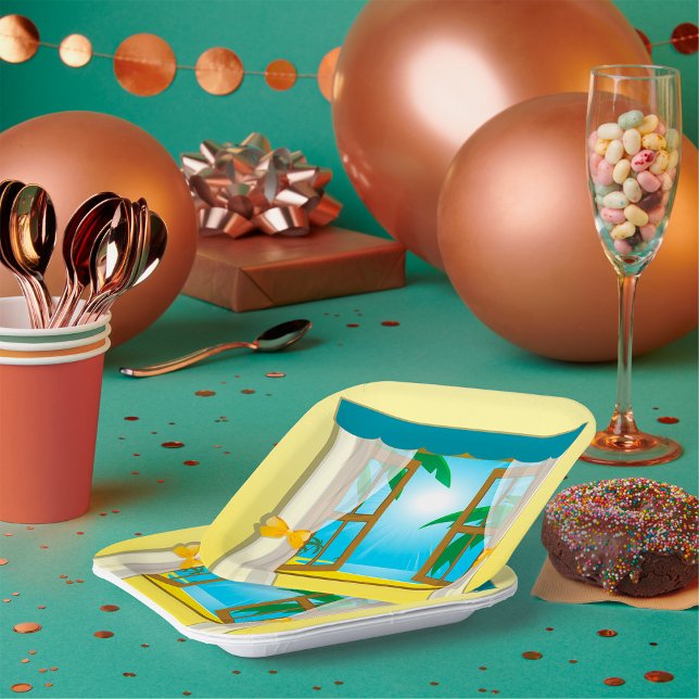 Summer Beach View Pappteller (Von Creator hochgeladen)