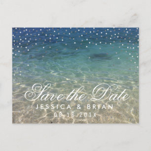 Summer Beach Wedding Blue Ocean Save the Date Ankündigungspostkarte