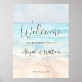 Summer Beach Wedding Welcome Sign Poster