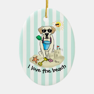 Summer Beach Yellow Labrador Retriever - Niedliche Keramik Ornament