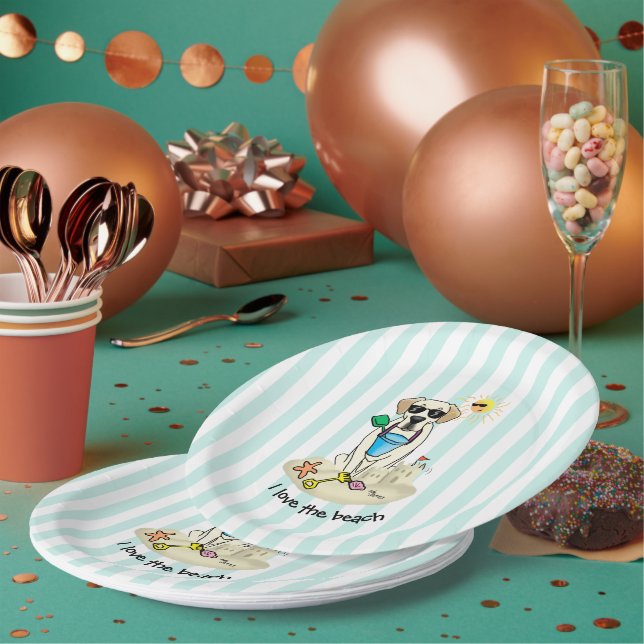 Summer Beach Yellow Labrador Retriever - Niedliche Pappteller (Multi)