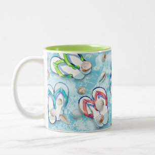 Summer Beachcomber Seashells Zweifarbige Tasse
