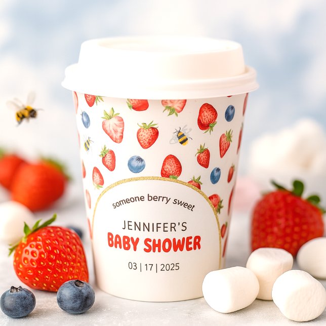 Summer Berry Sweet Watercolor Babydusche Pappbecher (Summer Berry Sweet Watercolor Baby Shower Paper Cups)