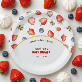 Summer Berry Sweet Watercolor Babydusche Pappteller