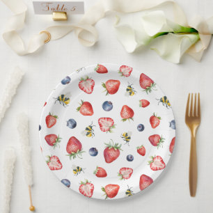 Summer Berry Sweet Watercolor Babydusche Pappteller