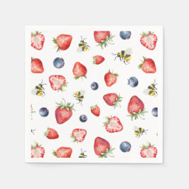 Summer Berry Sweet Watercolor Babydusche Serviette