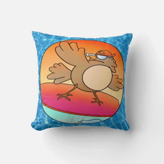 Summer Bird Surfer Cushion Kissen (Vorderseite)