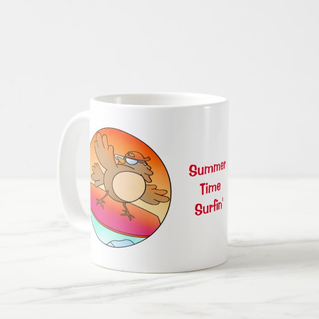 Summer Bird Surfer Kaffeetasse (Vorderseite Links)