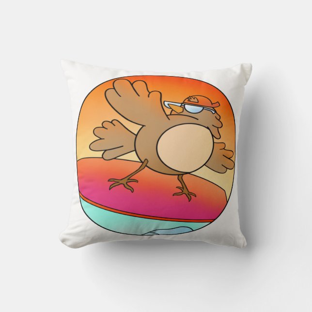 Summer Bird Surfer Kissen (Vorderseite)