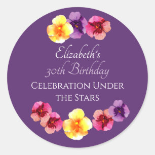 Summer Birthday Party Boho Lila Floral Geburtstag Runder Aufkleber