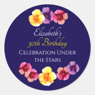 Summer Birthday Party Boho Lila Floral Geburtstag Runder Aufkleber