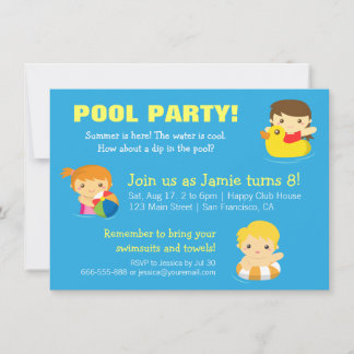 Summer Birthday Pool Party Einladungen