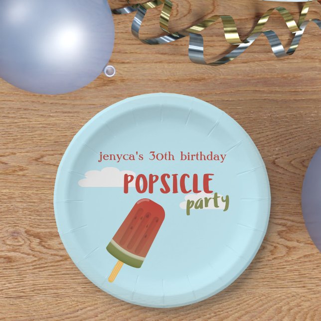 Summer Birthday Popsiday Party Paper Teller (Fun popiscle themed paper plate for any age! Just add your name)