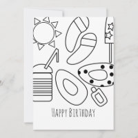 Summer Birthday Schwarz-weiße Karte
