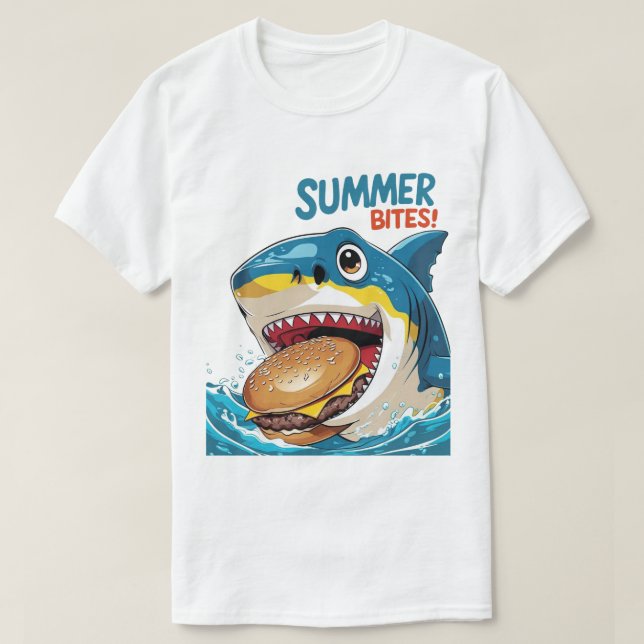 Summer Bites – Shark Blue T-Shirt (Design vorne)