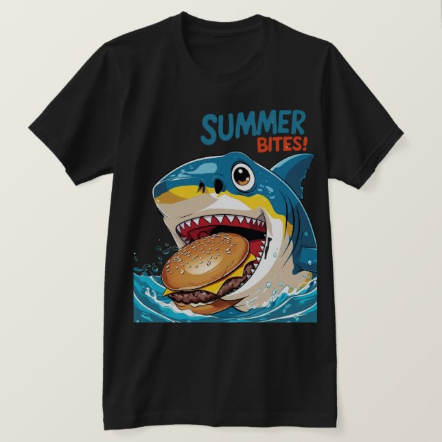 Summer Bites – Shark Blue T-Shirt (Design vorne)