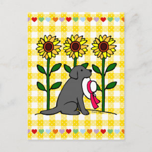 Summer Black Labrador mit Sonnenblumen Postkarte