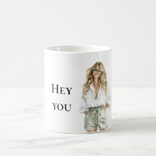 Summer Blond Lady Hey, du Zitat Kaffeetasse