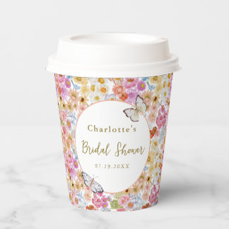 Summer Bloom Floral Butterfly Brautparty Custom Pappbecher