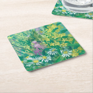 Summer Bloom Wildblumen Blume Blumenmuseum Rechteckiger Pappuntersetzer