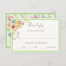 Summer Blooms florale Wedding RSVP Card