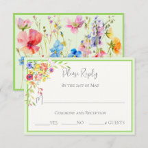 Summer Blooms florale Wedding RSVP Card