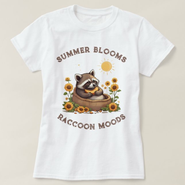 Summer Blooms Raccoon Moods T-Shirt (Design vorne)