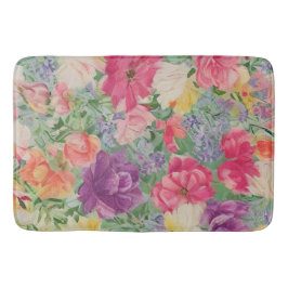 Summer Blooms Watercolor Blume Collage Badematte