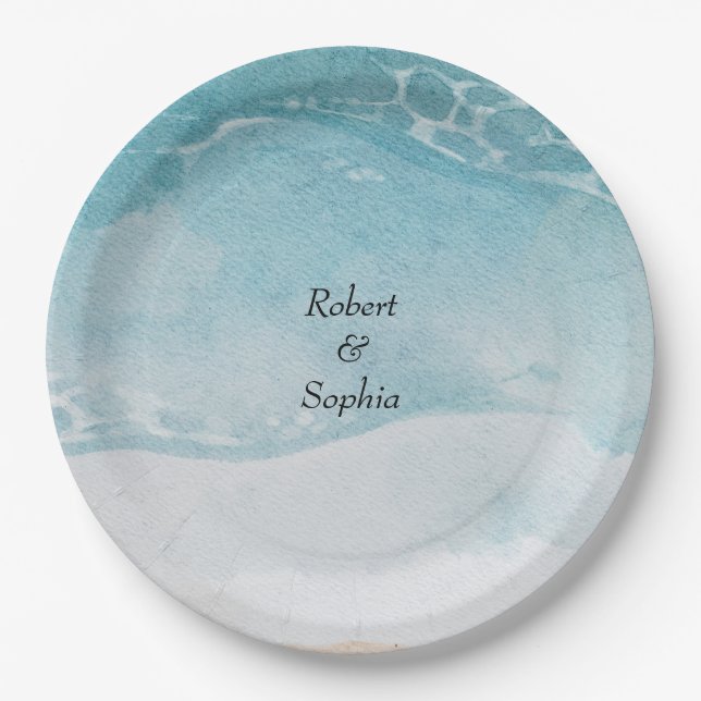 Summer Blue Beach Hochzeit Pappteller (Vorderseite)