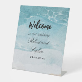 Summer Blue Beach Hochzeit Pedestal Sign Sockelschild
