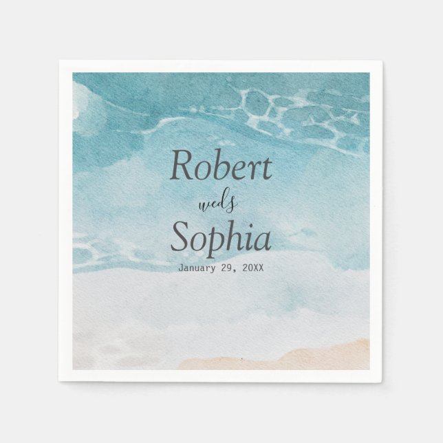 Summer Blue Beach Hochzeit Serviette (Vorderseite)