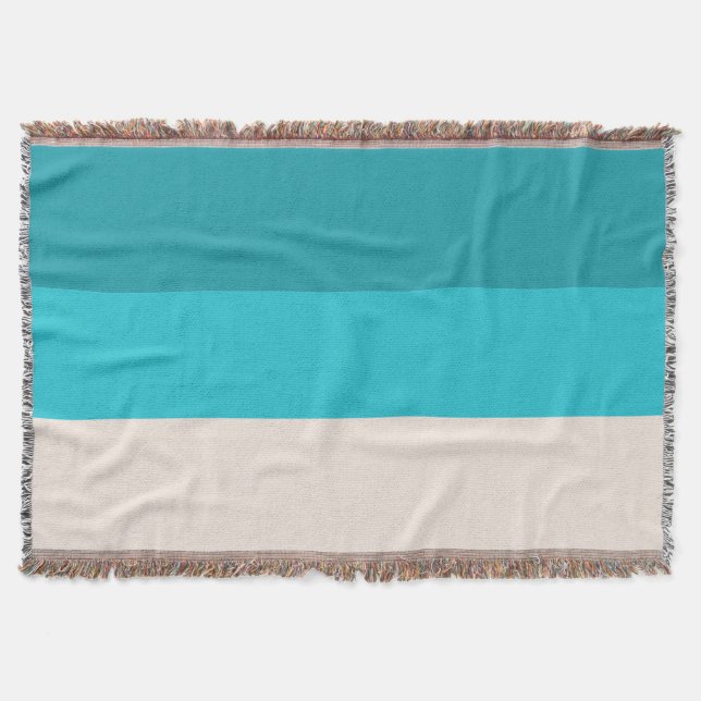 Summer Blue Beach Vibe Horizontal Streifen Decke (Vorderseite)