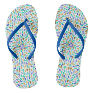 Summer Blue Blume Burst Flip Flops